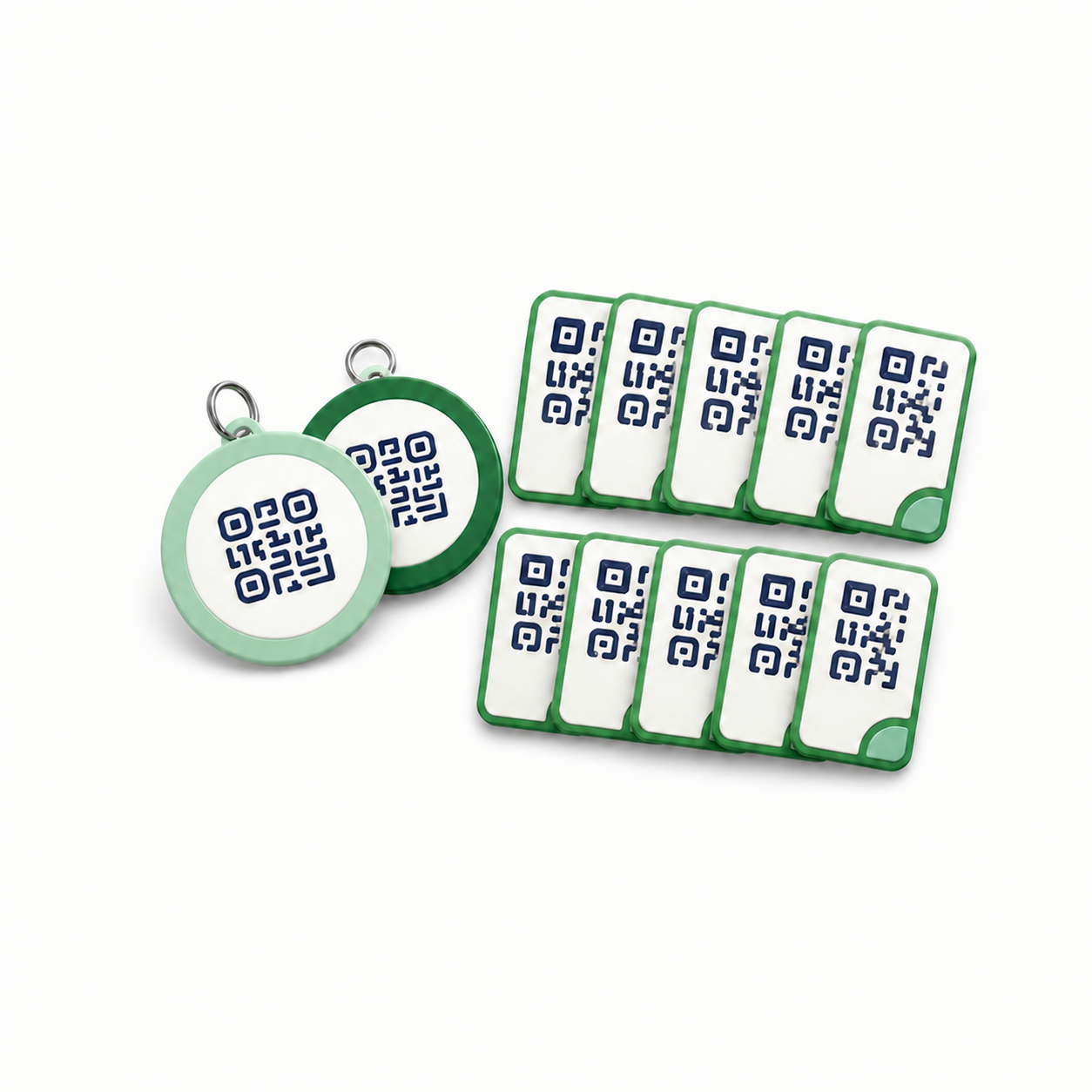 Два QR-брелка FoundTag и десять стикеров